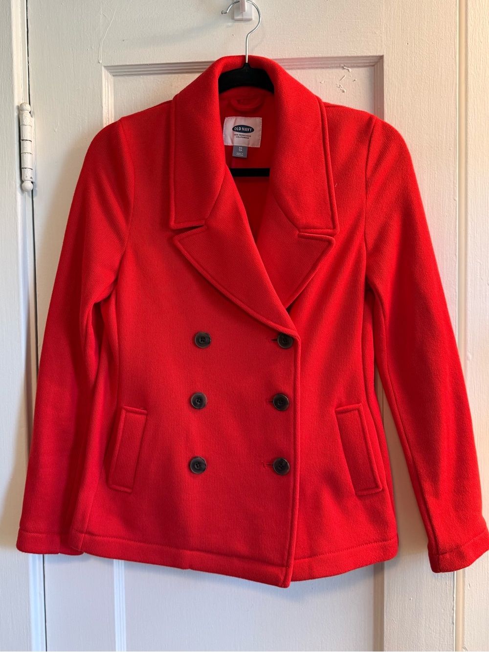 Old Navy Bright Red Double-Breasted Peacoat